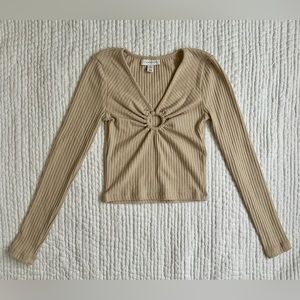 Topshop beige long sleeve crop